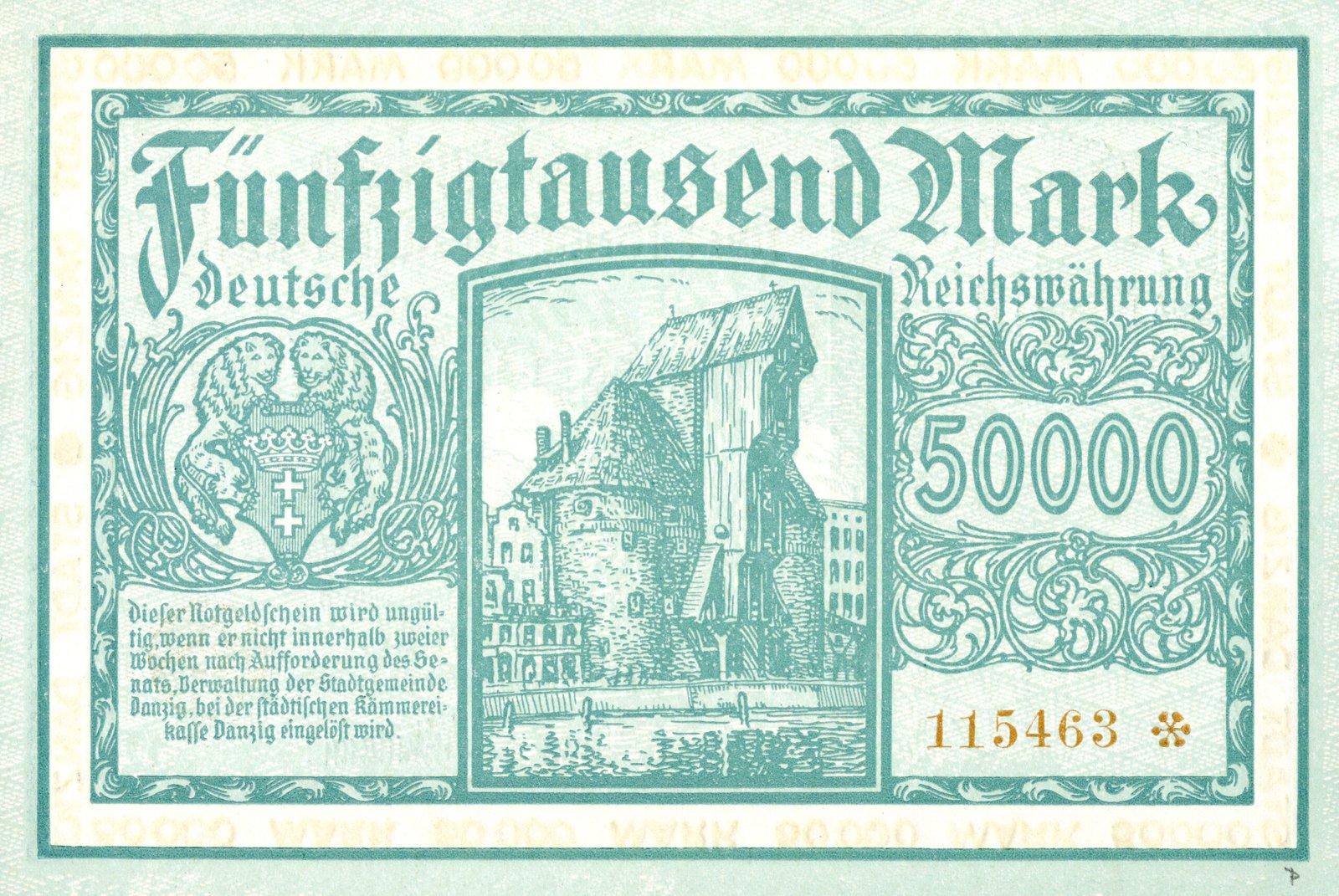 Реверс банкноты 50000 марок (Польша) 1923 года