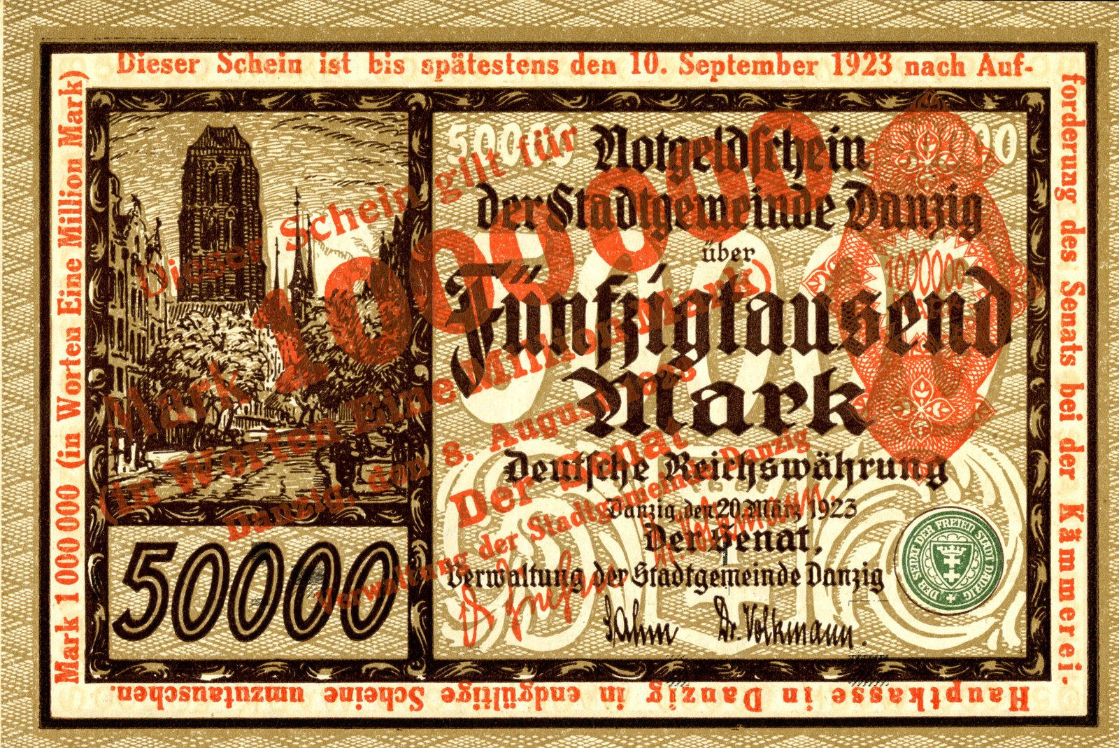 Аверс банкноты 1000000 марок (Польша) 1923 года