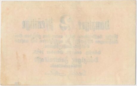 Реверс банкноты 2 fenigów "Danziger Zentralkasse" (Polska) 1923
