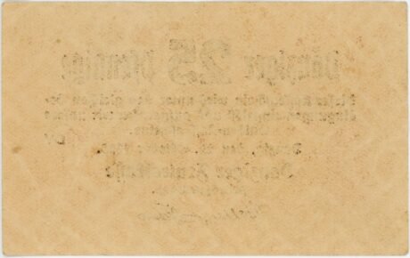 Реверс банкноты 25 fenigów "Danziger Zentralkasse" (Polska) 1923