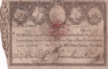 Аверс банкноты 5000 Reis (Portugalia) 1826