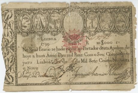 Аверс банкноты 10000 рейс (Португалия) 1826 года