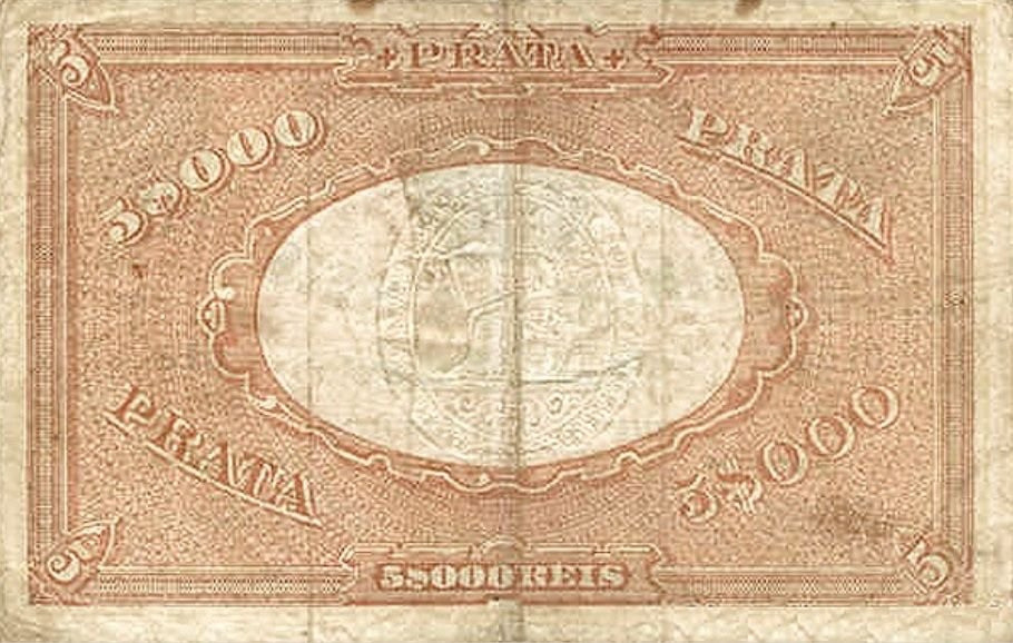 Реверс банкноты 5000 рейс (Португалия) 1891 года