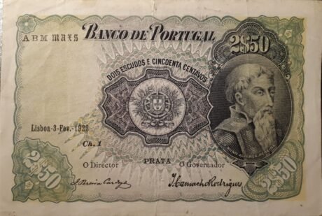 Аверс банкноты 2,50 эскудо (Португалия) 1920 года