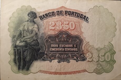 Реверс банкноты 2,50 эскудо (Португалия) 1920 года