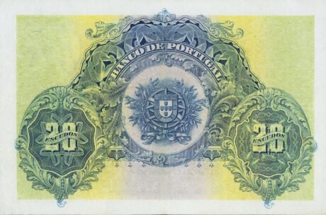 Реверс банкноты 20 эскудо (Португалия) 1915 года