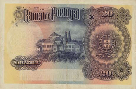 Реверс банкноты 20 эскудо (Португалия) 1919 года