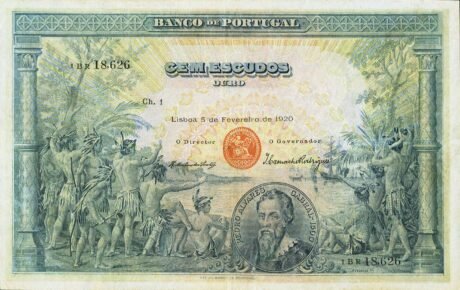 Аверс банкноты 100 эскудо (Португалия) 1918 года