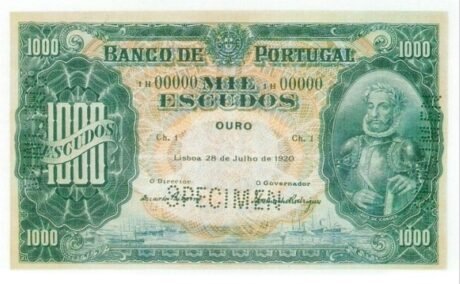 Аверс банкноты 1000 эскудо (Португалия) 1920 года