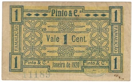 Аверс банкноты 1 centavo „Vila Nova De Famalicão” (Portugalia) 1920