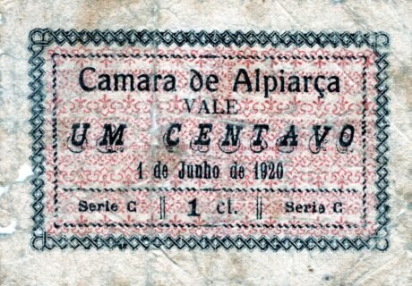 Аверс банкноты 1 centavo „Alpiarza” (Portugalia) 1920