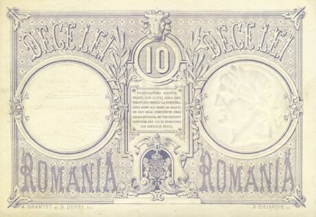 Реверс банкноты 10 lejów (Rumunia) 1877