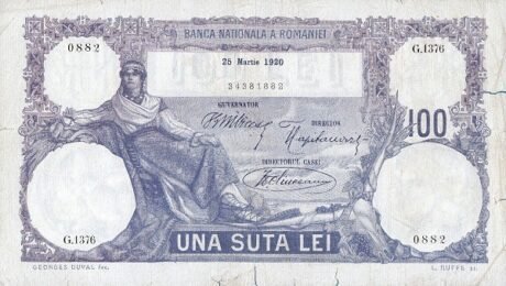 Аверс банкноты 100 лей  (Румыния) 1910 года