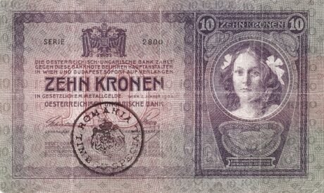 Аверс банкноты 10 крон 