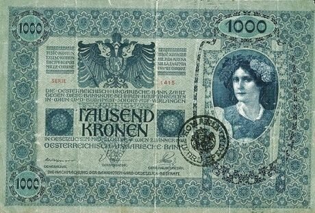 Аверс банкноты 1000 крон 