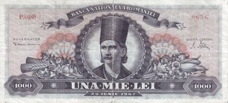 Аверс банкноты 1000 lei (Rumunia) 1947