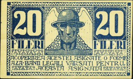 Аверс банкноты 20 fileri (Romania) 1919