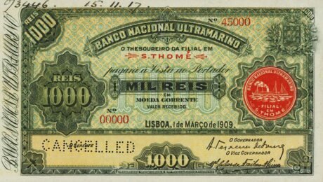 Аверс банкноты 1000 рейс (Сан-Томе и Принсипи) 1909 года