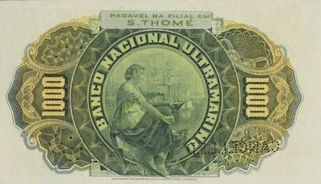 Реверс банкноты 1000 рейс (Сан-Томе и Принсипи) 1909 года