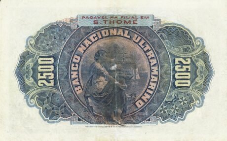 Реверс банкноты 2500 рейс (Сан-Томе и Принсипи) 1909 года