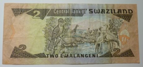 Реверс банкноты 2 эмалангени (Свазиленд) 1987 года