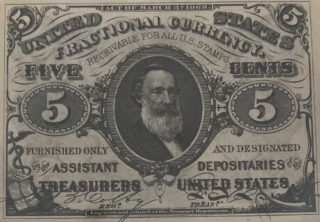 Аверс банкноты 5 центов "Fractional Currency" — 3rd series (Соединенные Штаты Америки) 1863 года