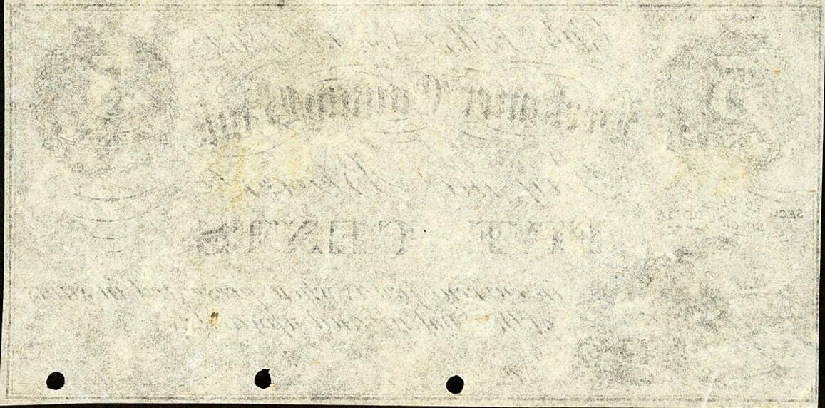 Реверс банкноты 5 центов Herkimer County Bank (Соединенные Штаты Америки) 1862 года