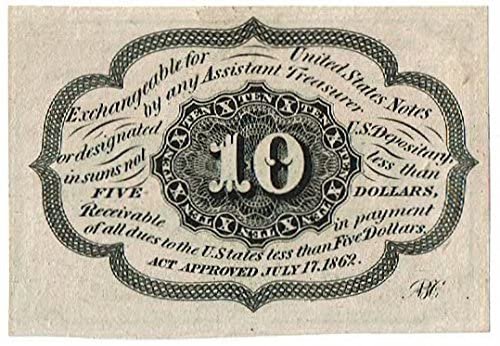 Реверс банкноты 10 центов "Postage Currency" - 1st issue (Соединенные Штаты Америки) 1862 года