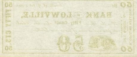 Реверс банкноты 50 центов Bank of Lowville (Соединенные Штаты Америки) 1862 года