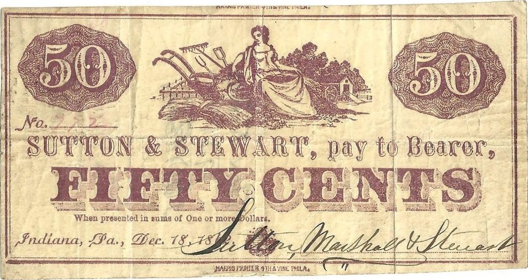 Аверс банкноты 50 центов Sutton and Stewart (Соединенные Штаты Америки) 1862 года