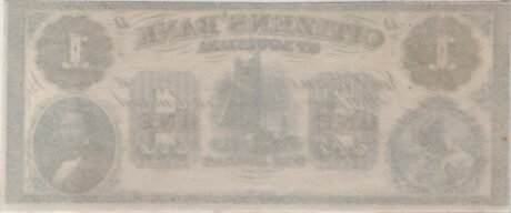 Реверс банкноты 1 доллар Citizens' Bank of Louisiana (Соединенные Штаты Америки) 1833 года