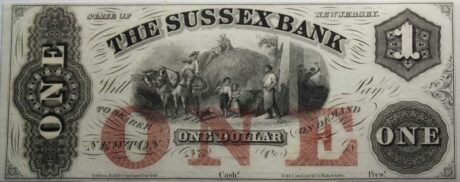 Аверс банкноты 1 доллар Sussex Bank - New Jersey (Соединенные Штаты Америки) 1850 года