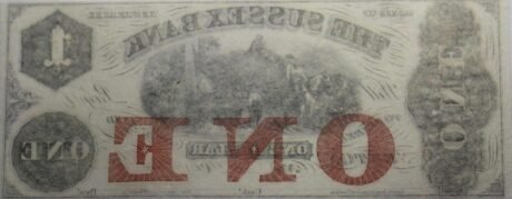 Реверс банкноты 1 доллар Sussex Bank - New Jersey (Соединенные Штаты Америки) 1850 года
