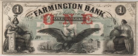Аверс банкноты 1 доллар Farmington Bank (Соединенные Штаты Америки) 1851 года