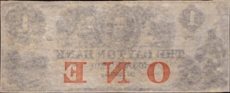 Реверс банкноты 1 доллар Dayton Bank - Minnesota (Соединенные Штаты Америки) 1853 года