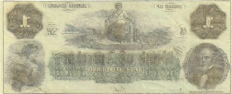 Реверс банкноты 1 доллар Bank of America - Rhode Island (Соединенные Штаты Америки) 1860 года