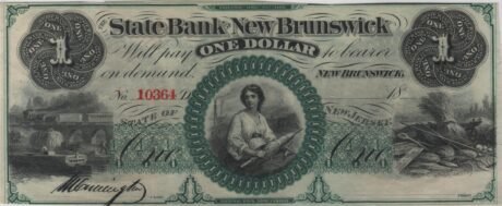 Аверс банкноты 1 доллар State Bank at New Brunswick - New Jersey (Соединенные Штаты Америки) 1860 года