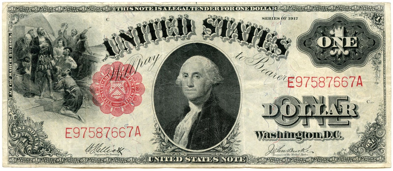 Аверс банкноты 1 доллар United States Note - 