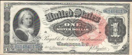 Аверс банкноты 1 доллар Silver Certificate — «Martha» (Соединенные Штаты Америки) 1886 года