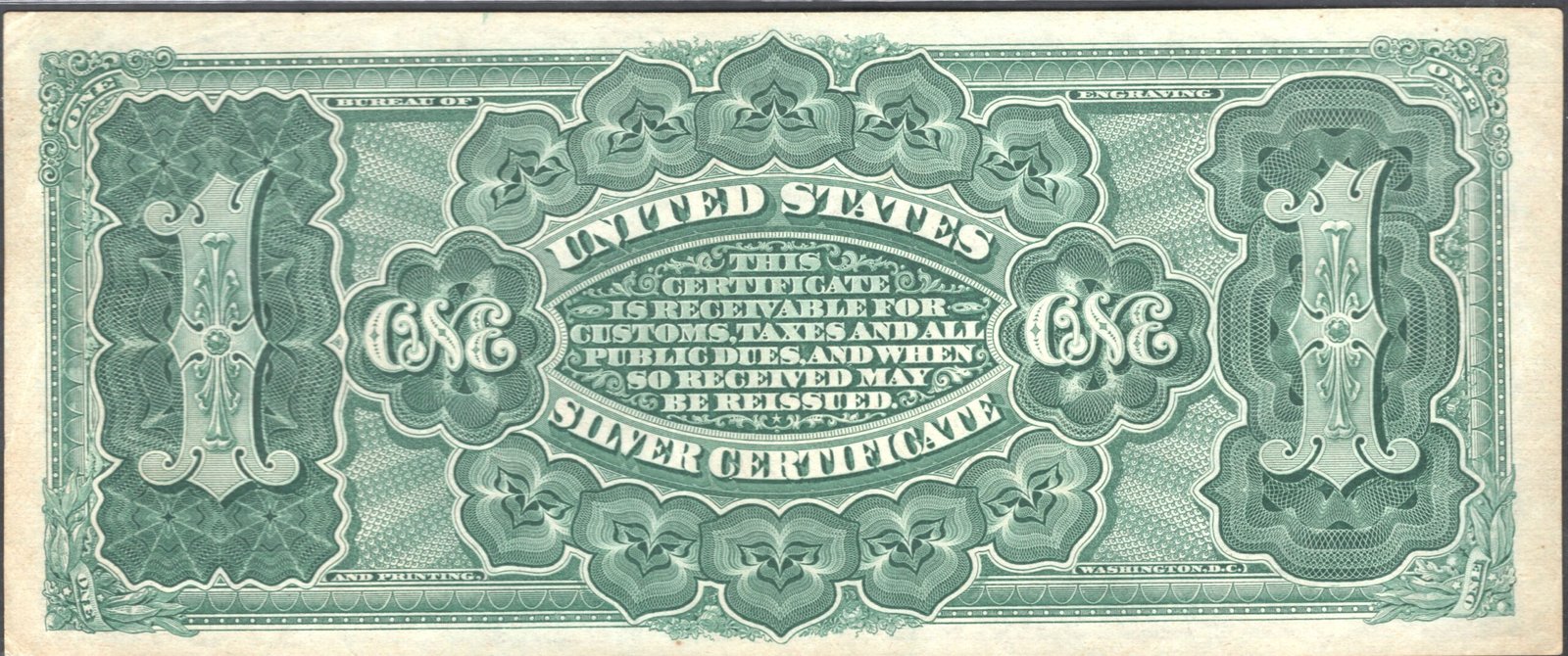 Реверс банкноты 1 доллар Silver Certificate - 