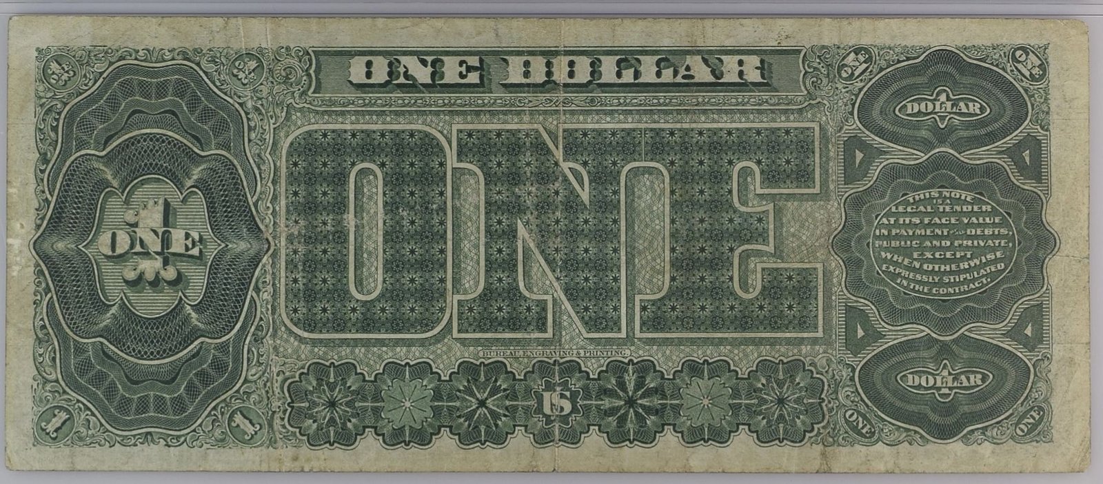 Реверс банкноты 1 доллар Treasury Note (Соединенные Штаты Америки) 1890 года