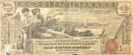 Аверс банкноты 1 доллар Silver Certificate; «Educational Series» (Соединенные Штаты Америки) 1896 года