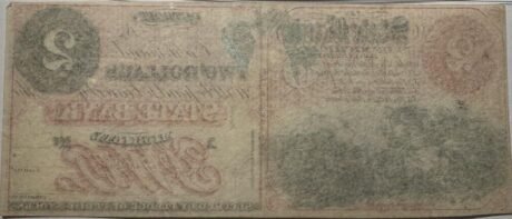 Реверс банкноты 2 долларов State Bank of Michigan (Соединенные Штаты Америки) 1859 года
