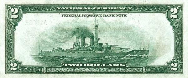 Реверс банкноты 2 долларов Large-Size Federal Reserve Bank Note (Соединенные Штаты Америки) 1918 года