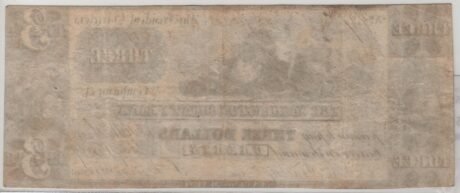 Реверс банкноты 3 долларов Washington County Bank — Maine (Соединенные Штаты Америки) 1834 года