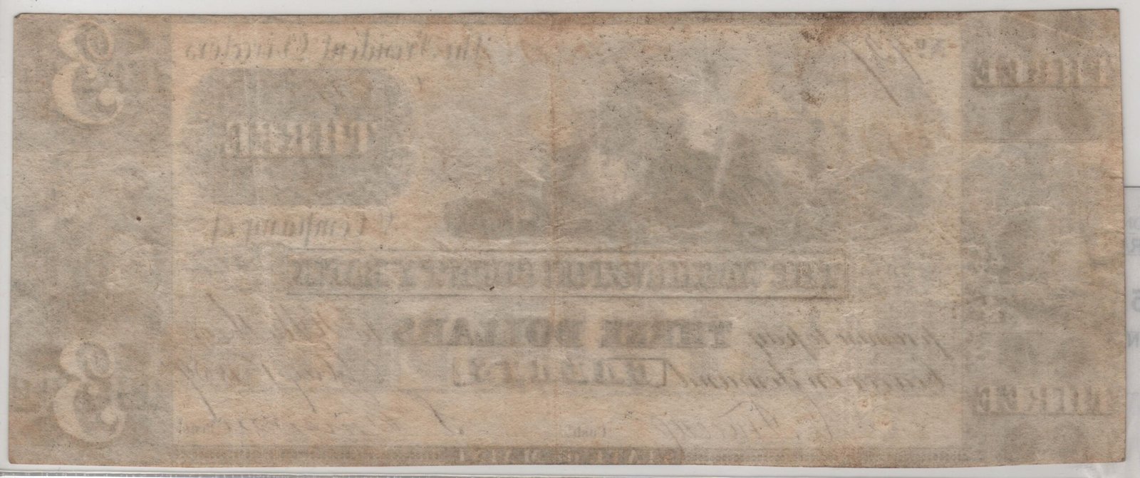 Реверс банкноты 3 долларов Washington County Bank - Maine (Соединенные Штаты Америки) 1834 года