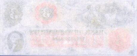 Реверс банкноты 3 долларов Bank of Washington - North Carolina (Соединенные Штаты Америки) 1851 года