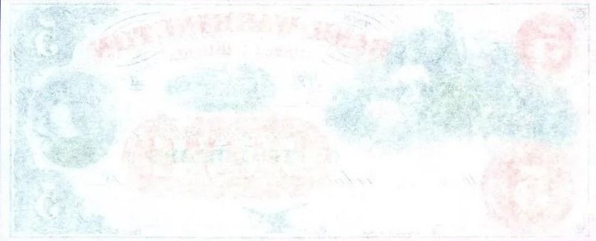Реверс банкноты 5 долларов Bank of Washington - North Carolina (Соединенные Штаты Америки) 1850 года