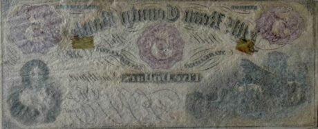 Реверс банкноты 5 долларов McKean County Bank - Pennsylvania (Соединенные Штаты Америки) 1851 года