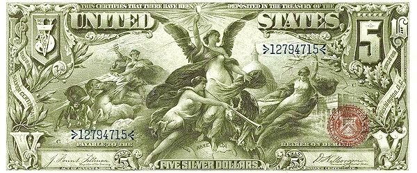 Аверс банкноты 5 долларов Silver Certificate; 